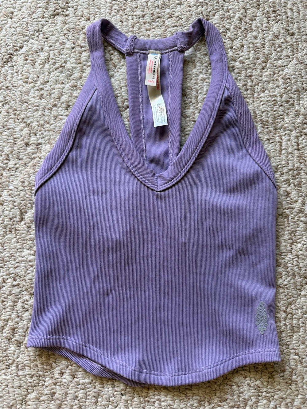 FP Movement by Free People Lavender Ribbed V-Neck Racerback Tank